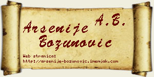 Arsenije Božunović vizit kartica